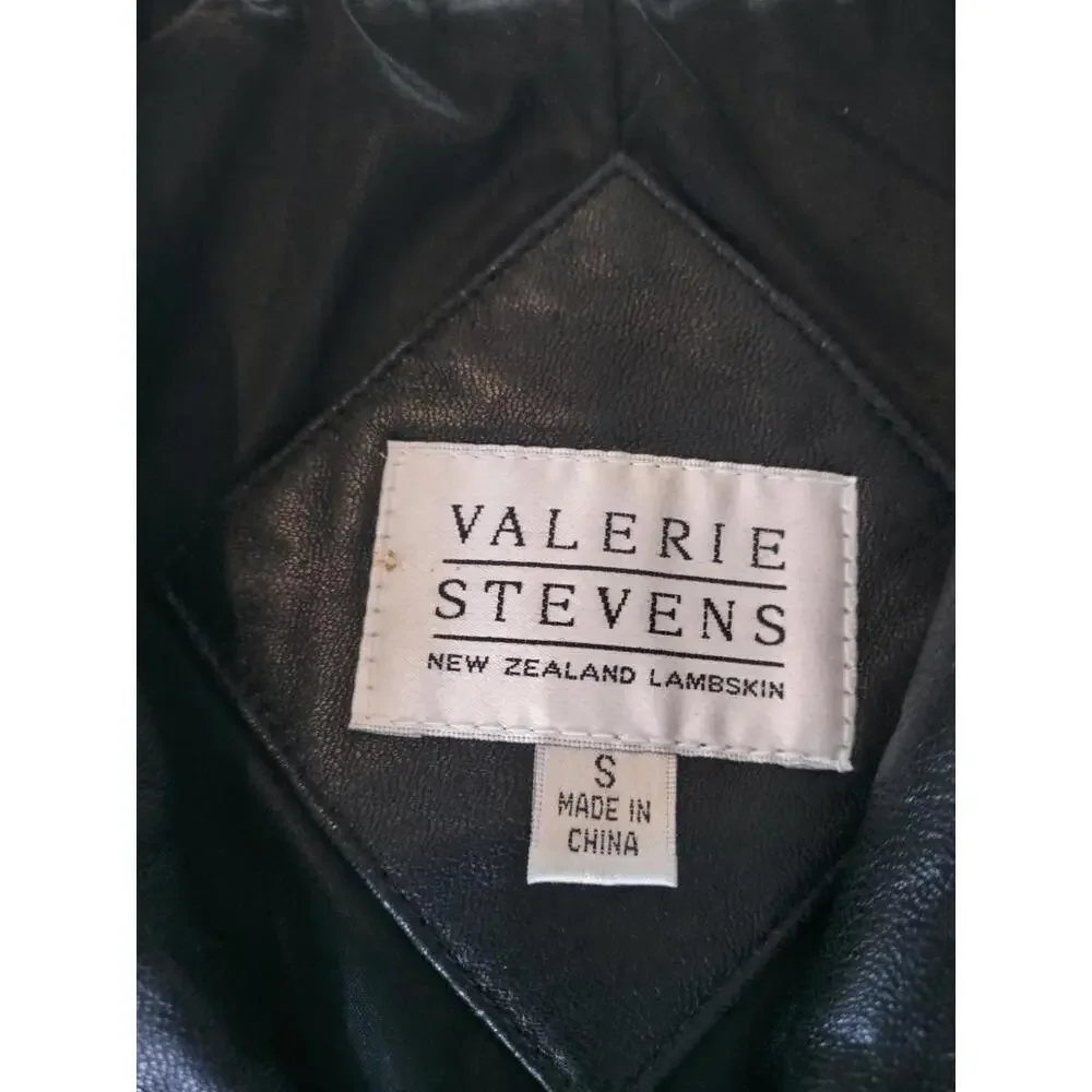 Valerie Stevens Black Lamb Leather Jacket Button-Up Lined Woman's Sz‎ S Soft!